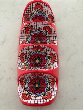 Panama Jack Melamine Taco Serving Tray Red Floral